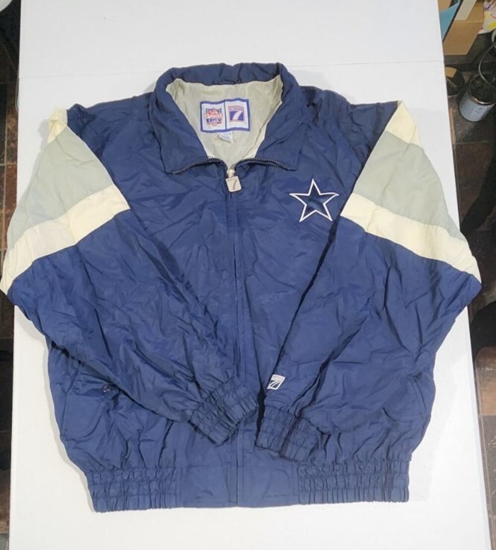 Vintage NFL Game Day Logo 7 Dallas Cowboys Puffer Coat Jacket Sz X Large Zip Up
